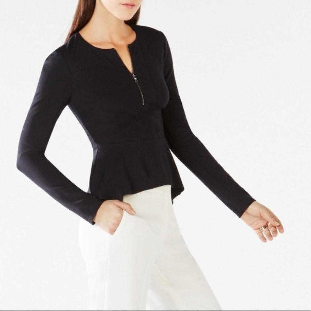BCBGMAXAZRIA‎ Jaynie Long-sleeve Peplum Top